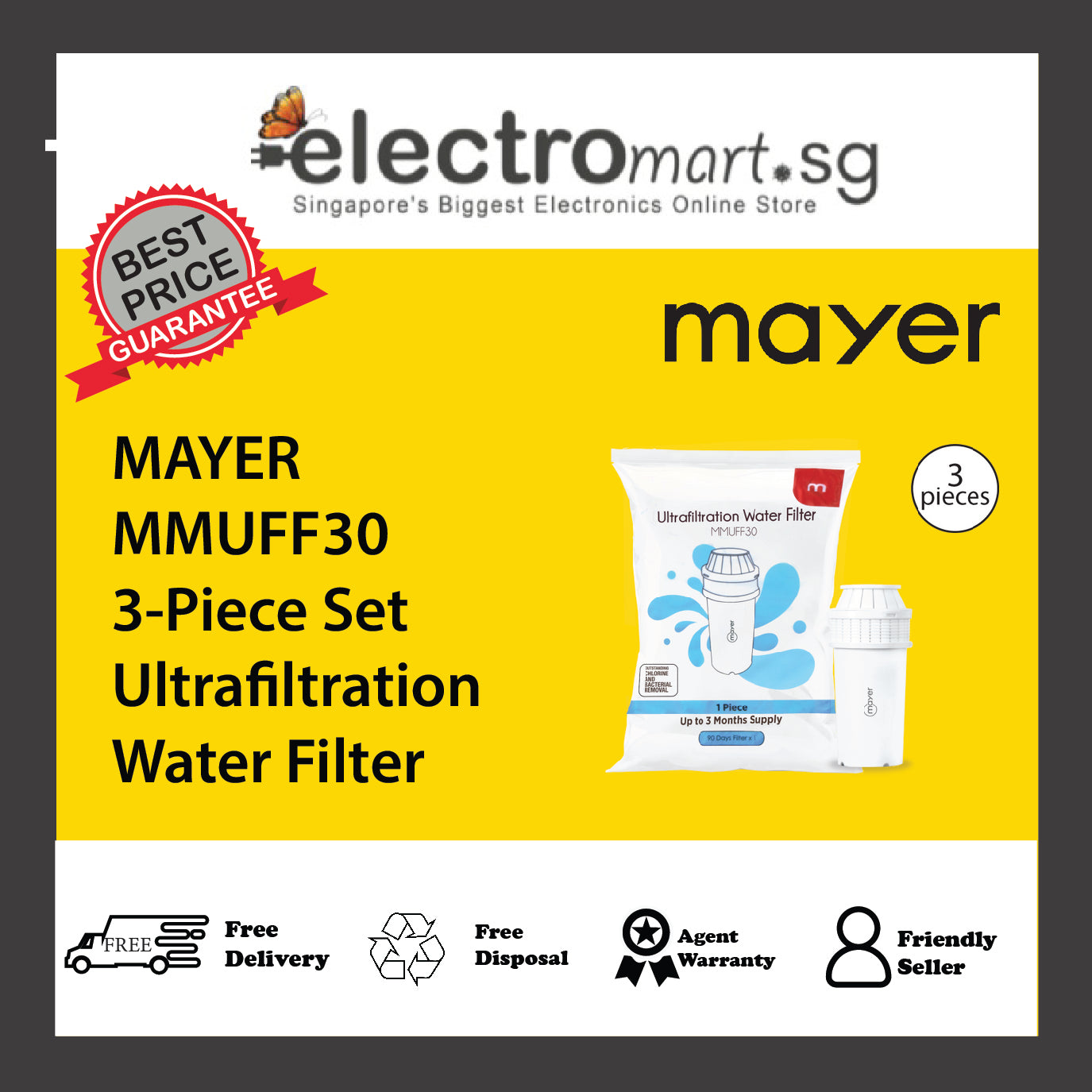 MAYER MMUFF30 3-Piece Set Ultrafiltration Water Filter