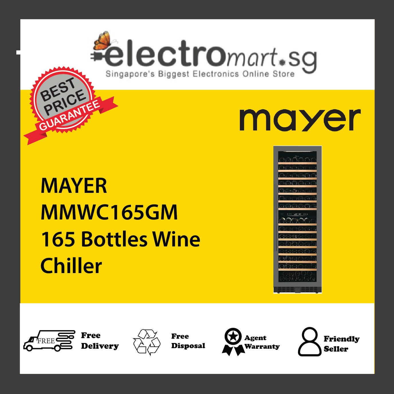 MAYER MMWC165GM 165 Bottles Wine Chiller