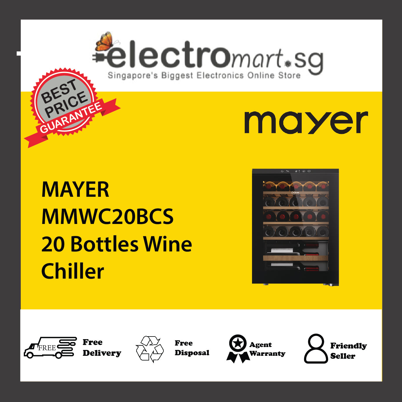 MAYER MMWC20BCS 20 Bottles Wine Chiller