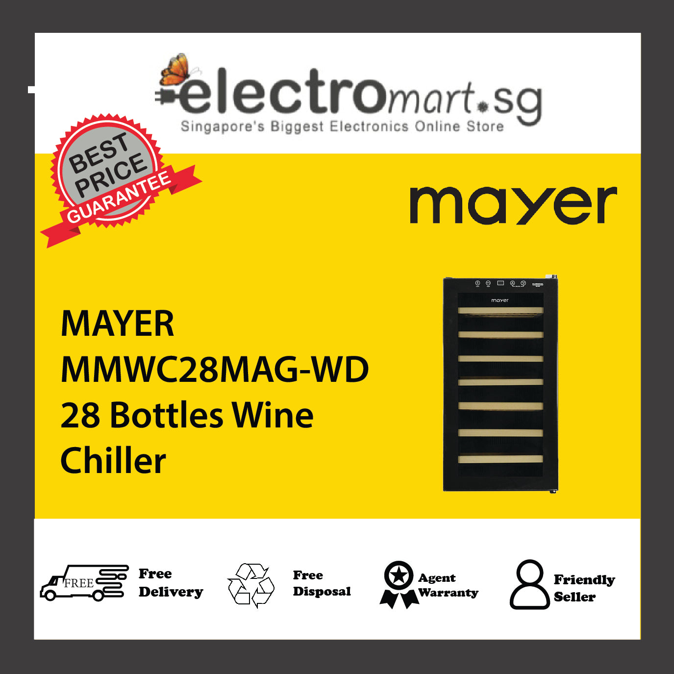 MAYER MMWC28MAG-WD 28 Bottles Wine Chiller