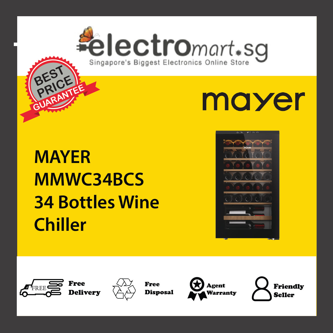 MAYER MMWC34BCS 34 Bottles Wine Chiller