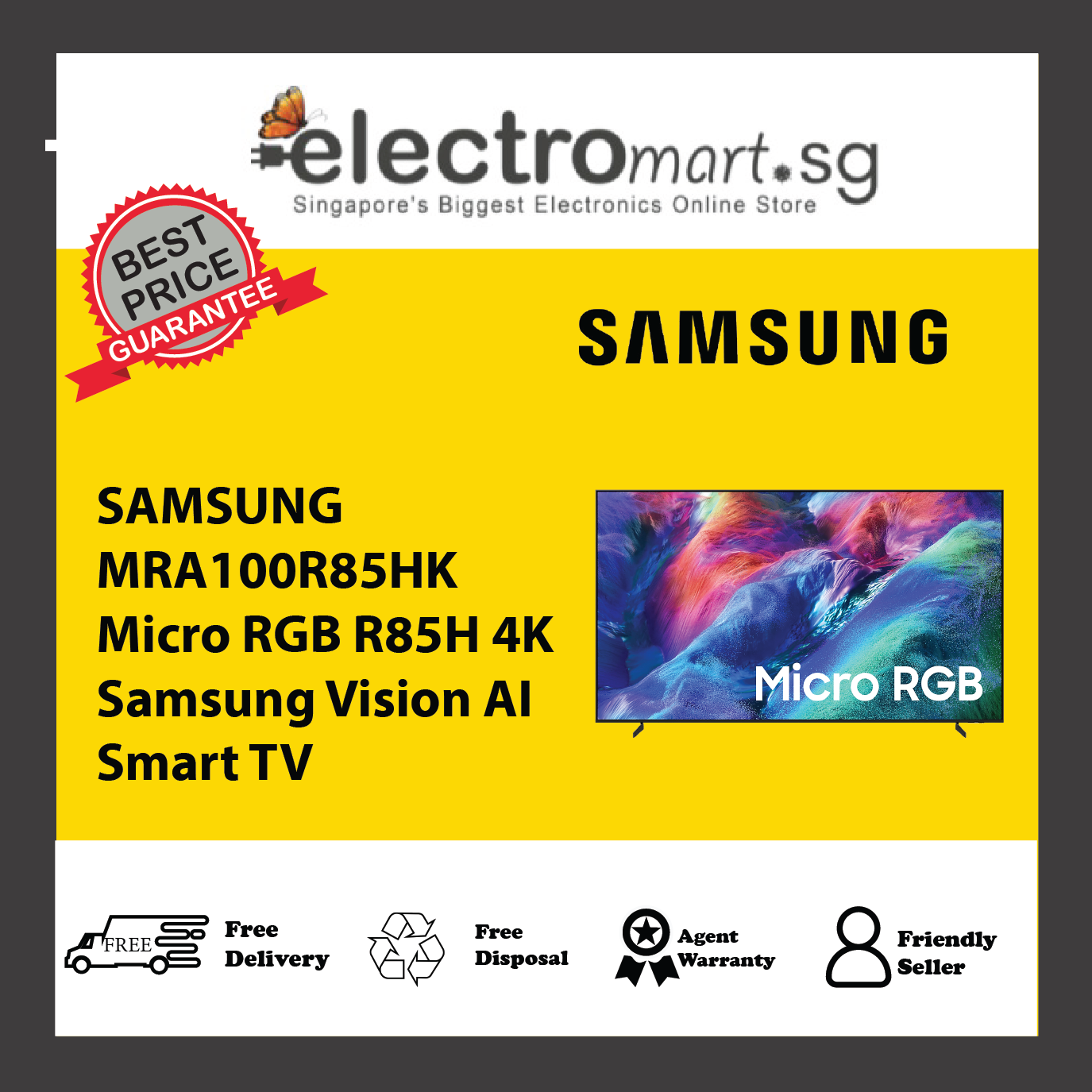 SAMSUNG MRA100R85HK Micro RGB R85H 4K Samsung Vision AI Smart TV