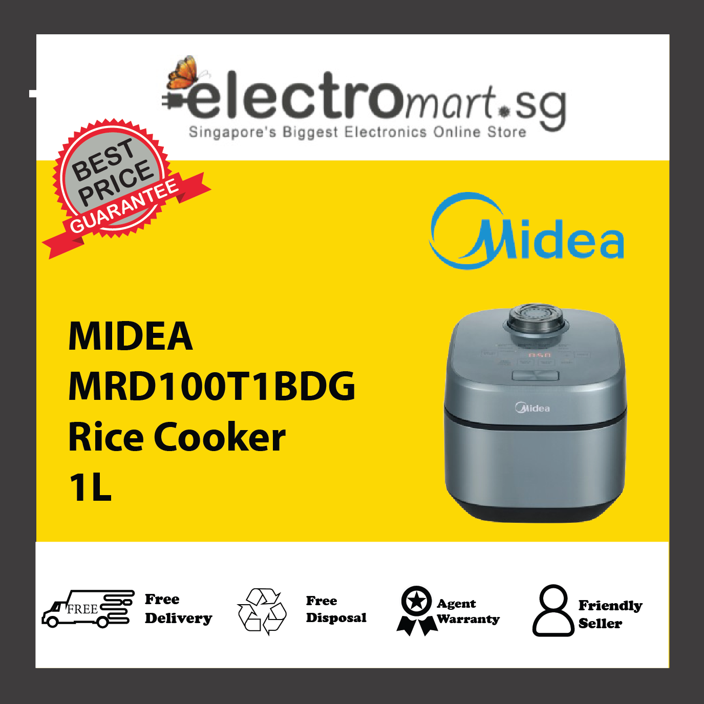 MIDEA MRD100T1BDG Rice Cooker 1L – Electromart.sg Pte Ltd