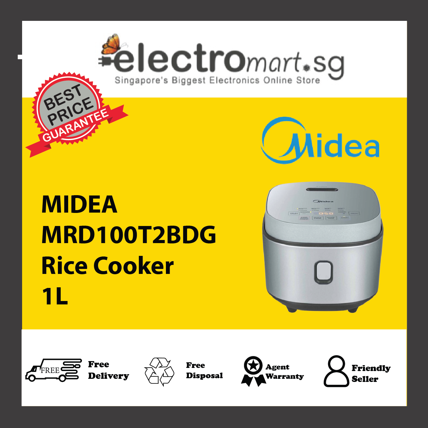 MIDEA MRD100T2BDG Rice Cooker 1L