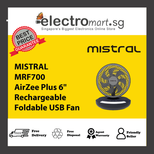 MISTRAL MRF700 AirZee Plus 6" Rechargeable Foldable USB Fan