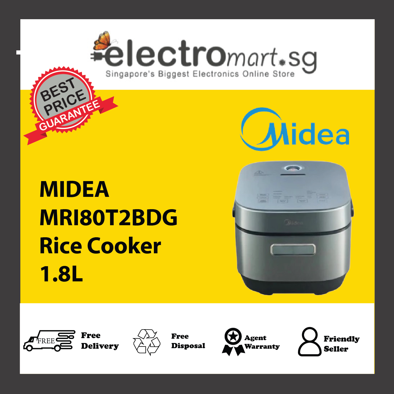 MIDEA MRI80T2BDG Rice Cooker 1.8L