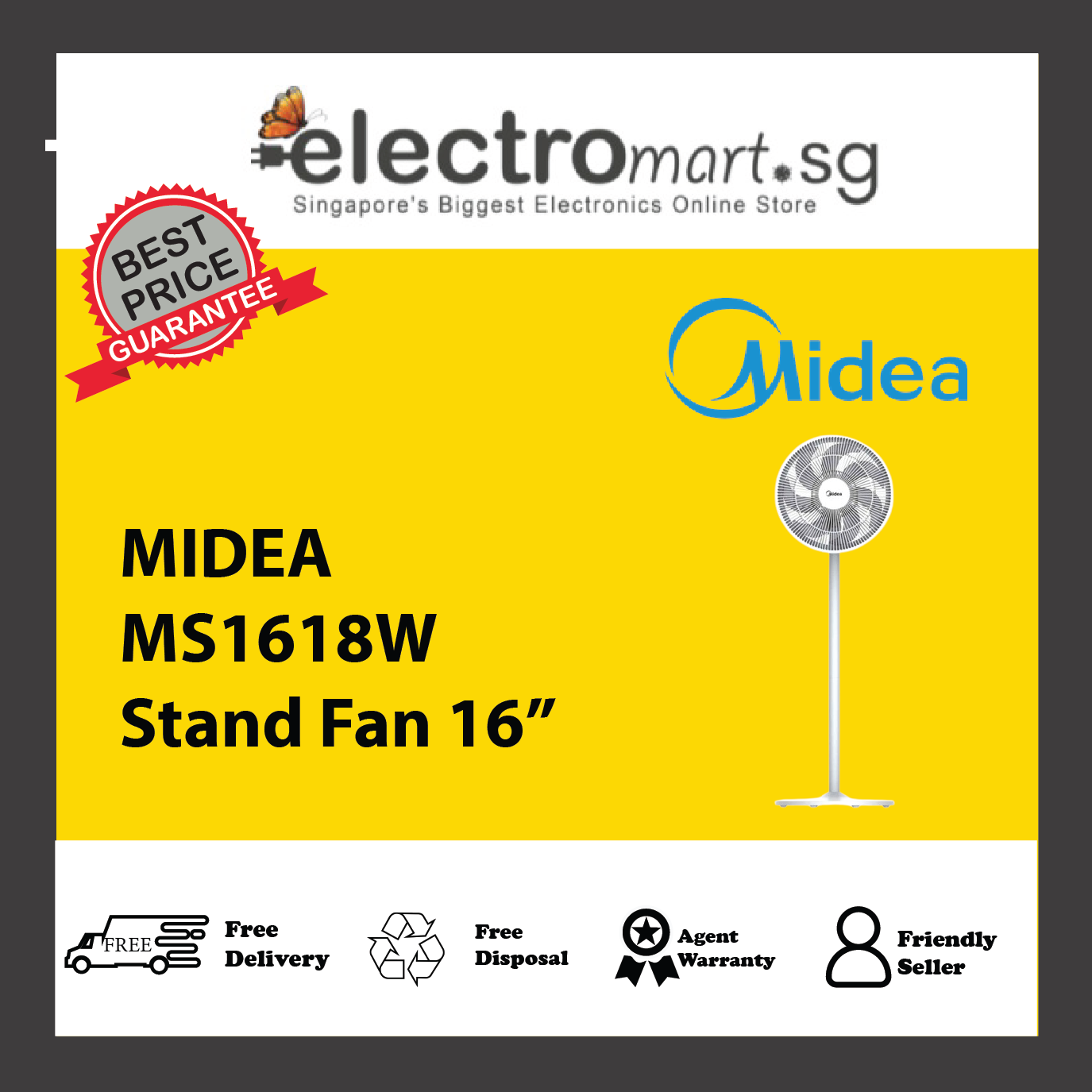 MIDEA MS1618W Stand Fan 16”