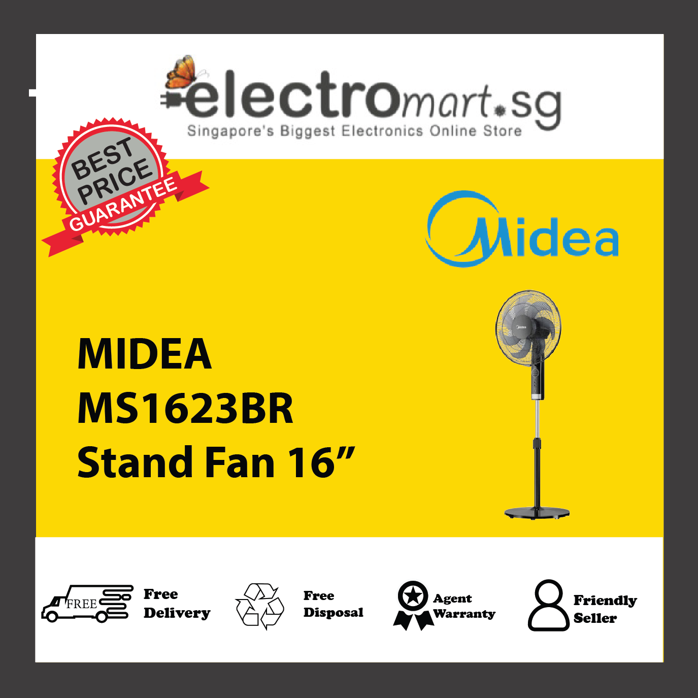 MIDEA MS1623BR Stand Fan 16”