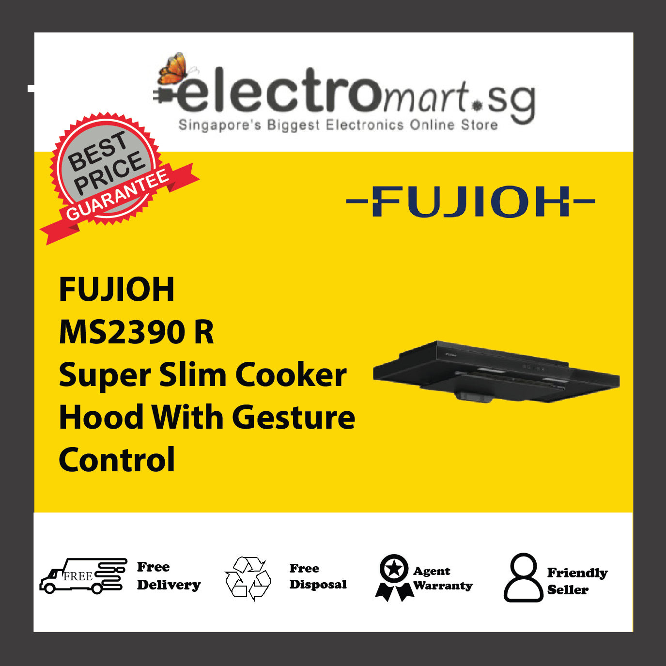 FUJIOH MS2390 R Super Slim Cooker Hood With Gesture Control