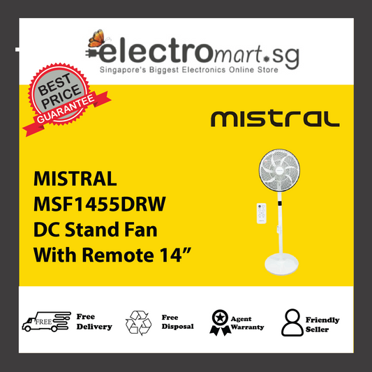 MISTRAL MSF1455DRW DC Stand Fan With Remote 14”