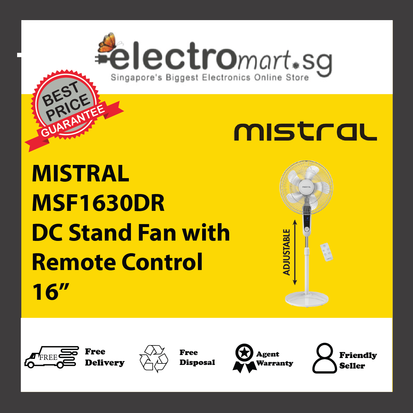 MISTRAL MSF1630DR DC Stand Fan with Remote Control 16”