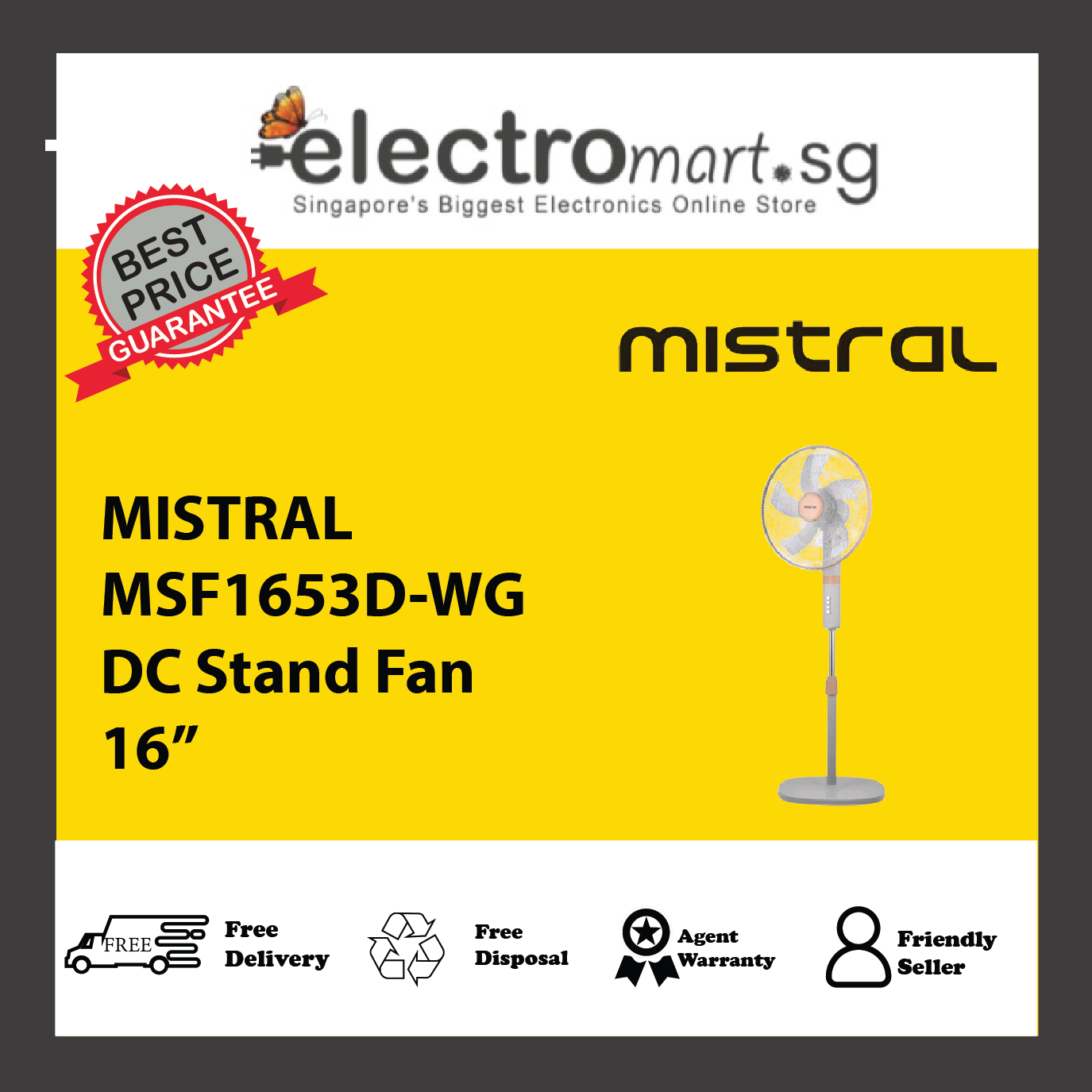 MISTRAL MSF1653D-WG DC Stand Fan 16”
