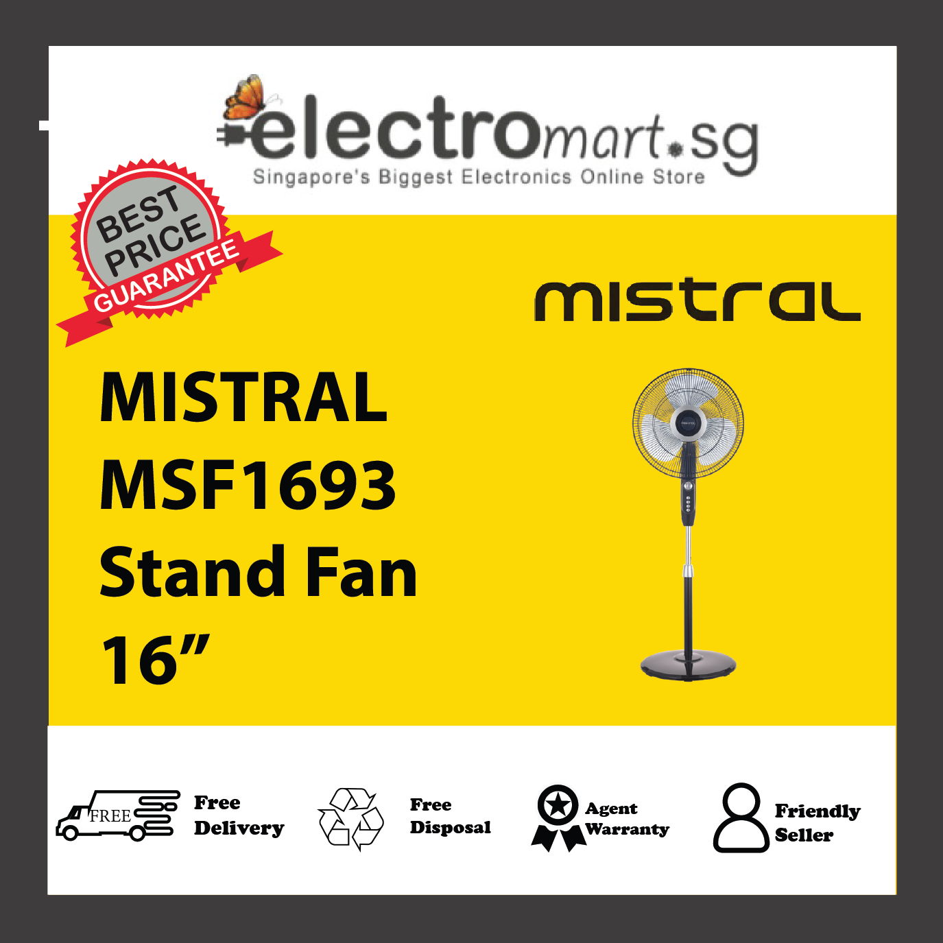 MISTRAL MSF1693 Stand Fan 16”