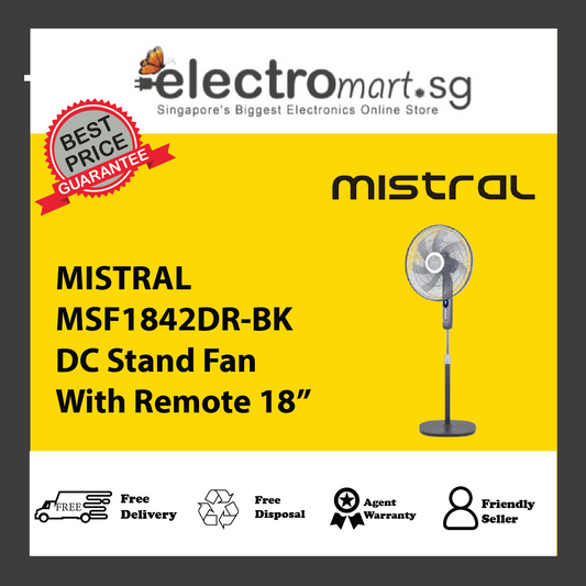 MISTRAL MSF1842DR-BK DC Stand Fan With Remote 18”