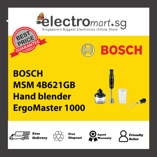BOSCH MSM 4B621GB Series 4 Hand blender ErgoMaster 1000 W Black, anthracite