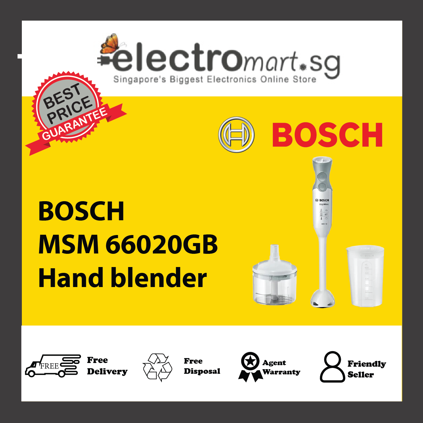 BOSCH MSM 66020GB Hand blender ErgoMixx 600 W White