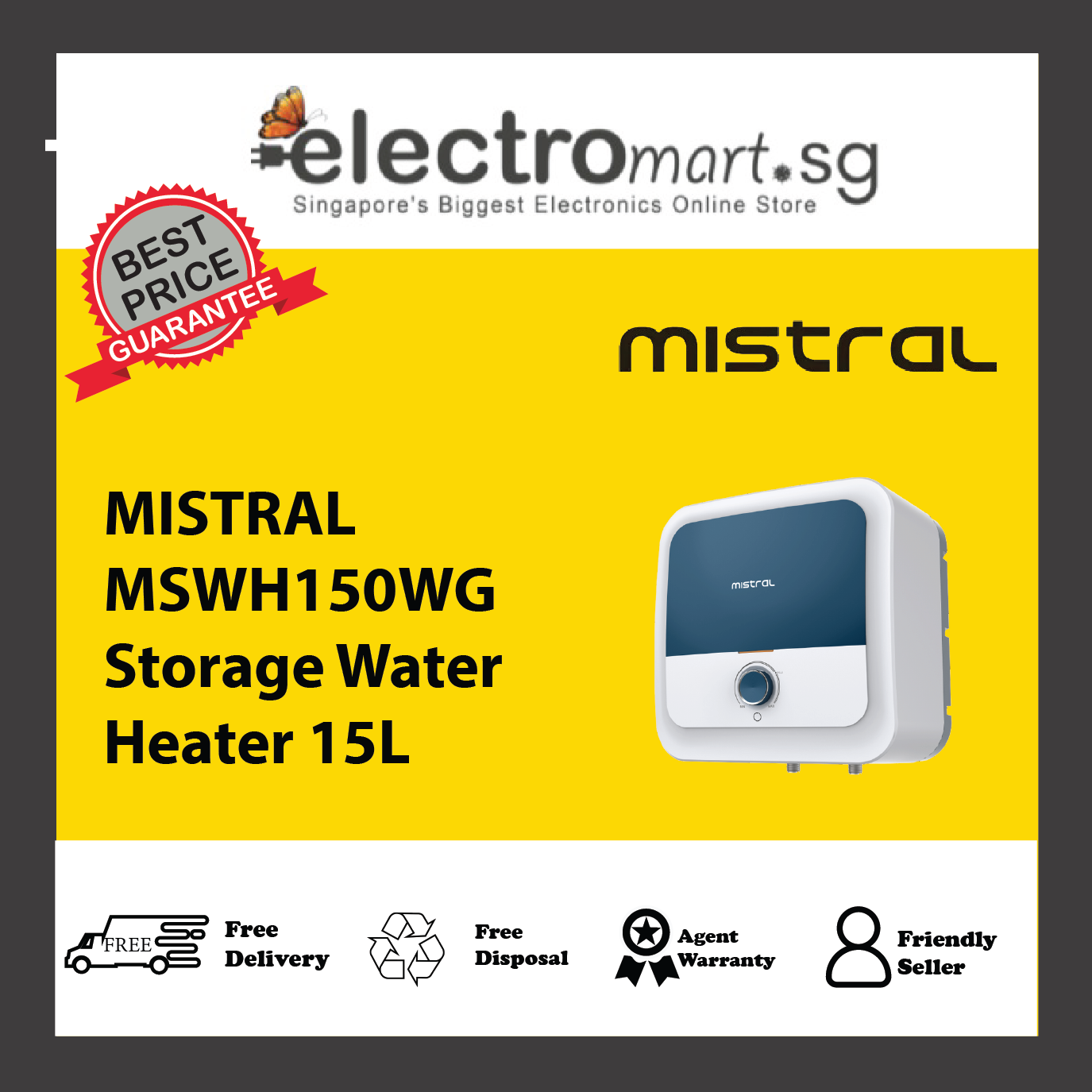 MISTRAL MSWH150WG Storage Water Heater 15L