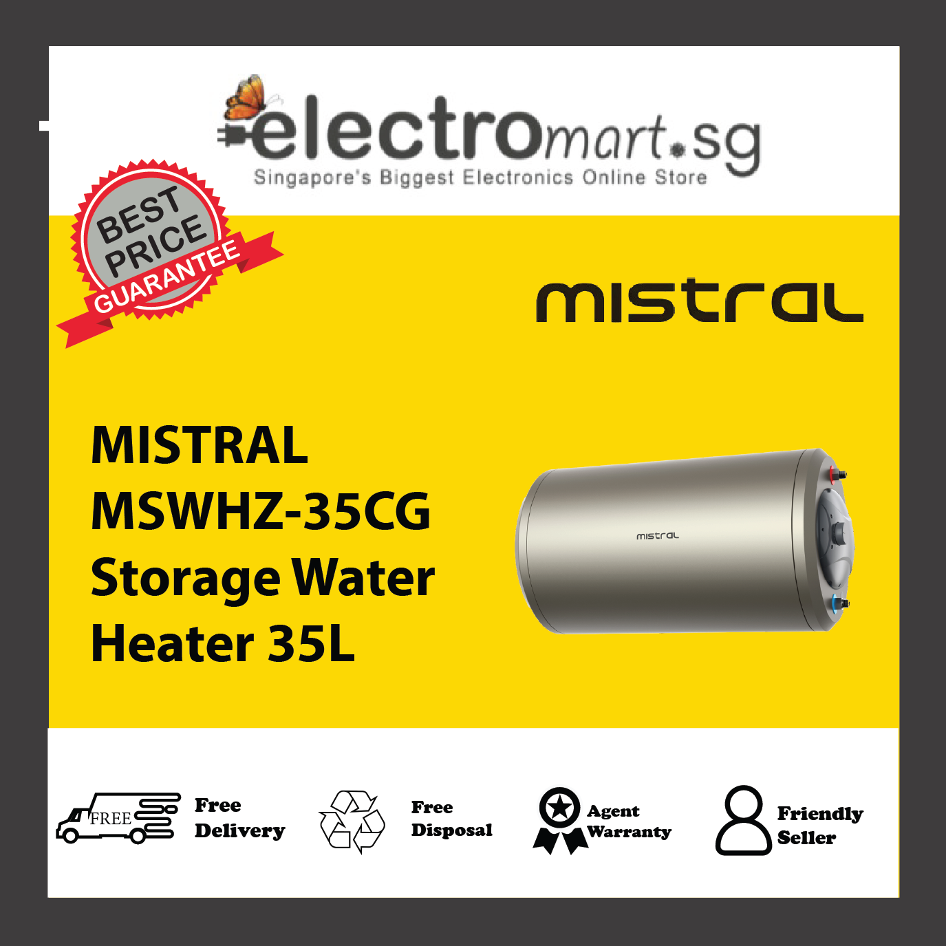 MISTRAL MSWHZ-35CG Storage Water Heater 35L