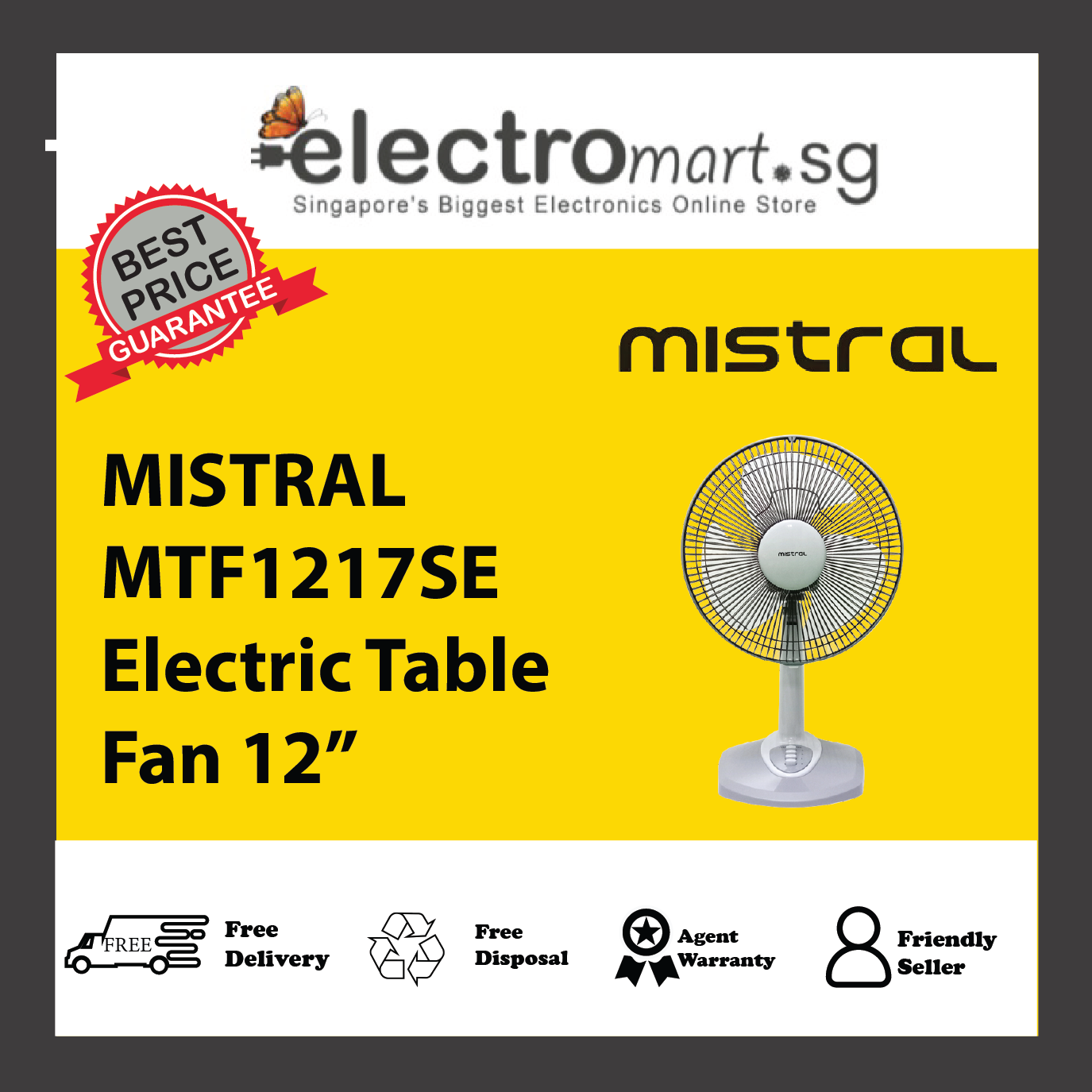 MISTRAL MTF1217SE Electric Table Fan 12”
