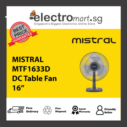 MISTRAL MTF1633D DC Table Fan 16”