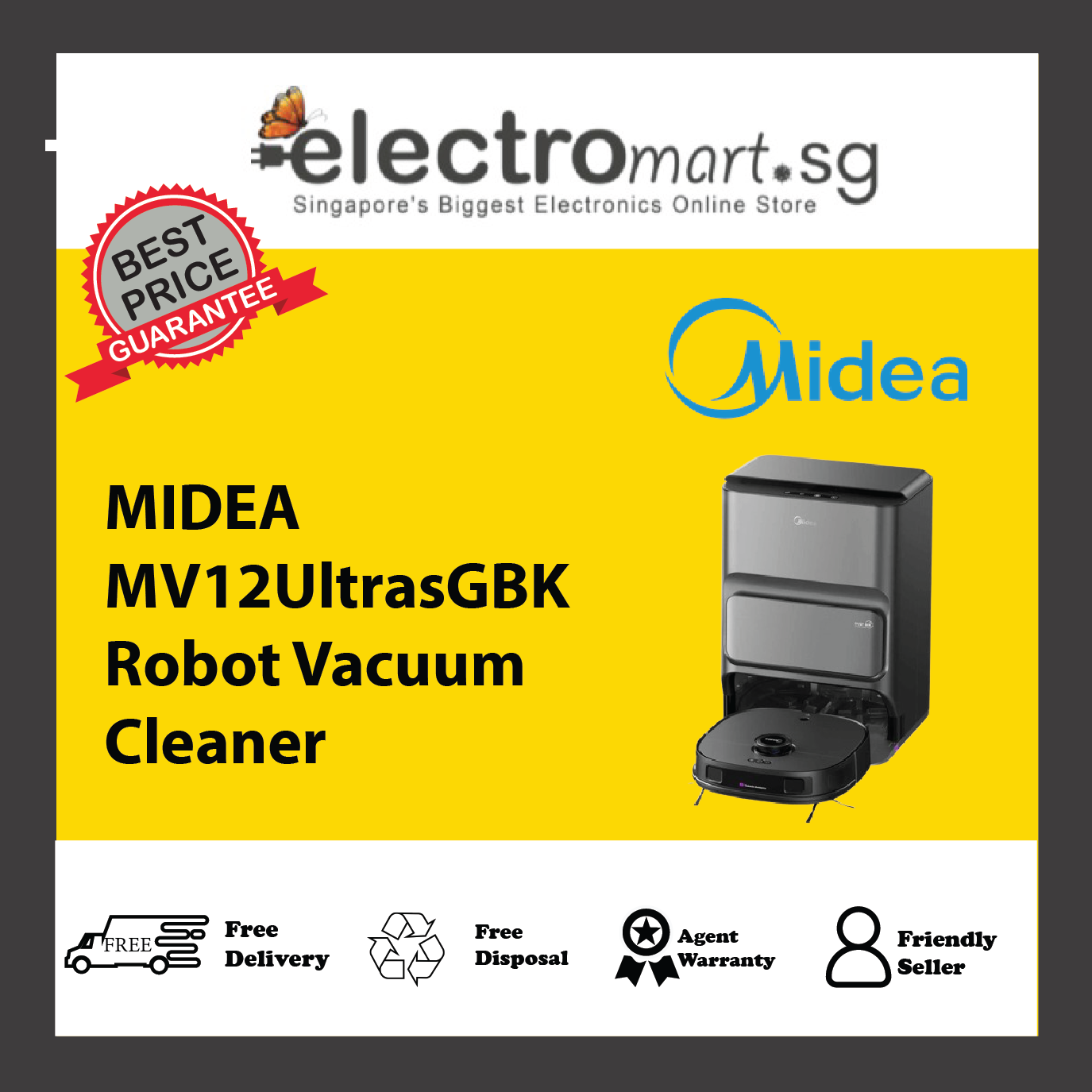 MIDEA MV12UltrasGBK Robot Vacuum Cleaner