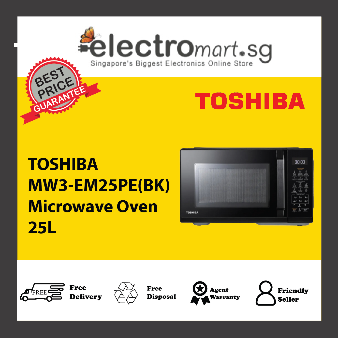 TOSHIBA MW3-EM25PE(BK) Microwave Oven 25L