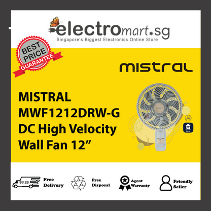 MISTRAL MWF1212DRW-G DC High Velocity Wall Fan with WIFI & Remote 12”