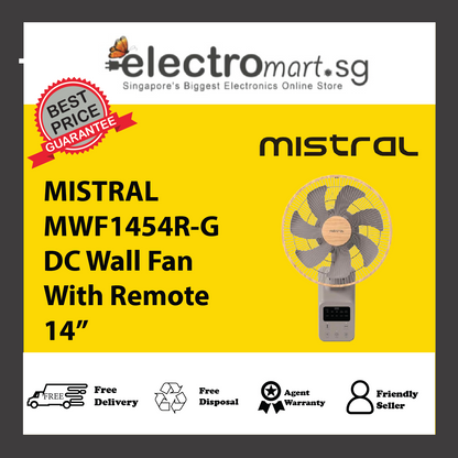 MISTRAL MWF1454DR-G 14" DC Wall Fan with Remote Control