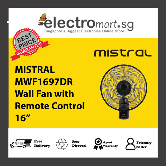 MISTRAL MWF1697DR Wall Fan with Remote Control 16”