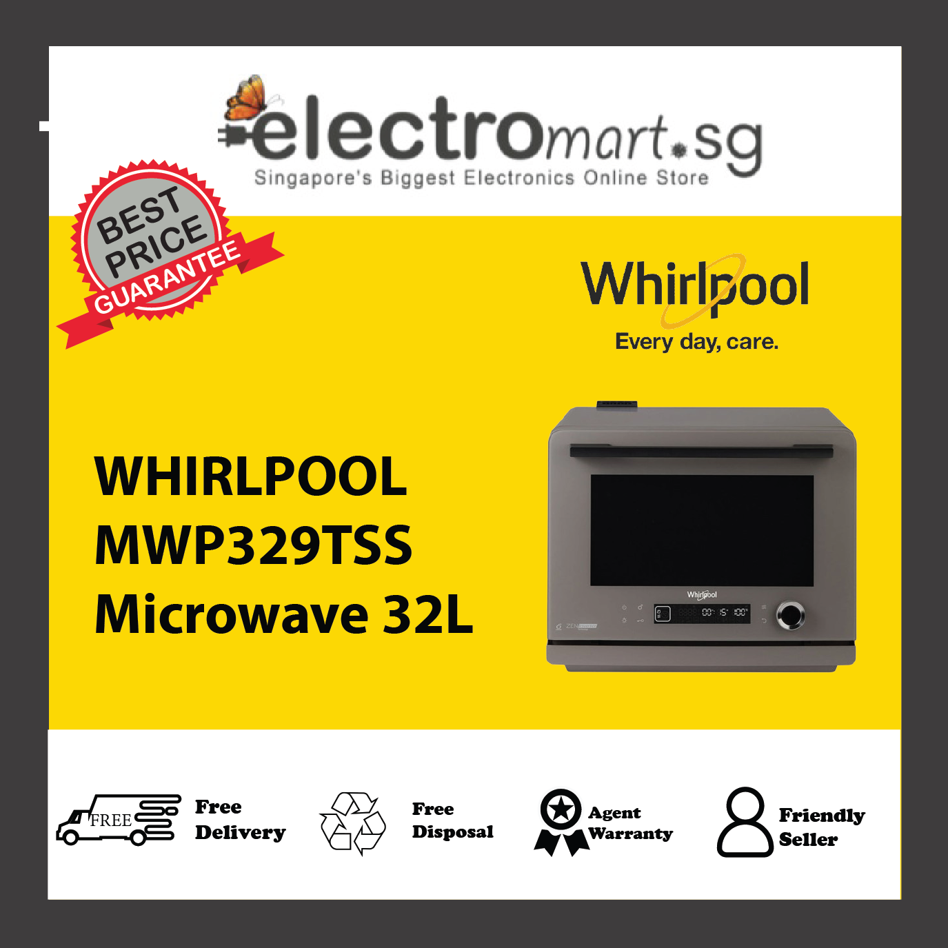 WHIRLPOOL MWP329TSS Microwave 32L