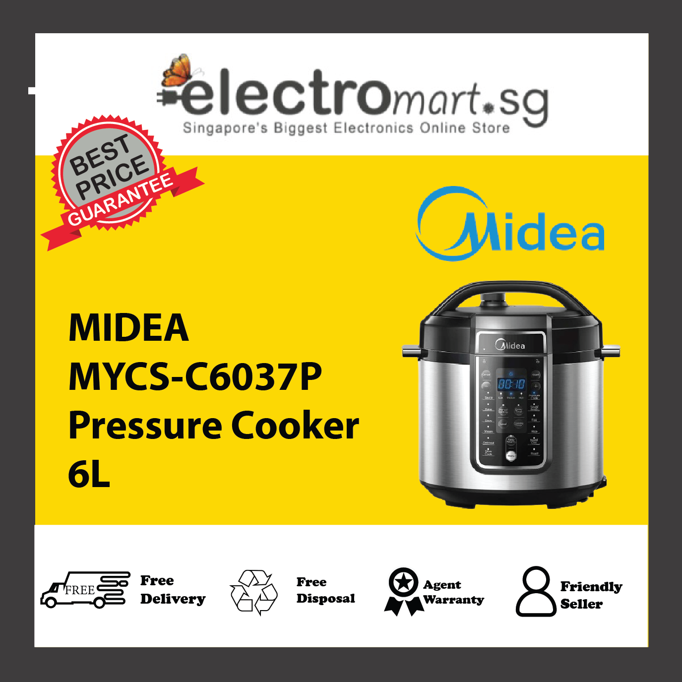 MIDEA MYCS-C6037P Pressure Cooker 6L