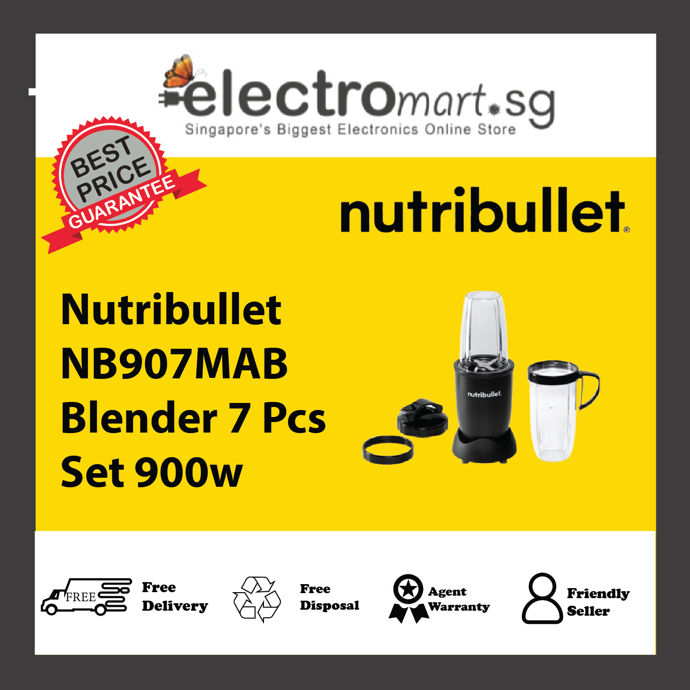 Nutribullet NB907MAB Blender 7 Pcs Set 900w Matt Black