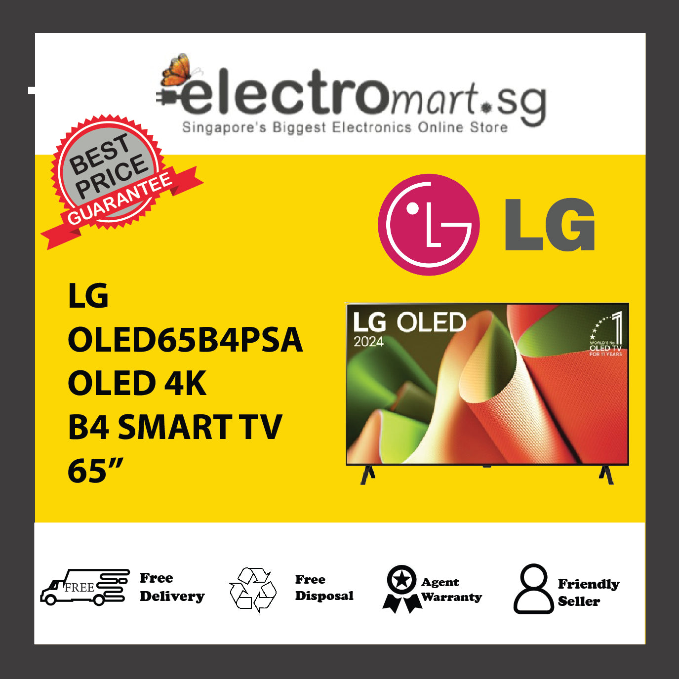 LG OLED65B4PSA OLED 4K B4 SMART TV 65” – Electromart.sg Pte Ltd