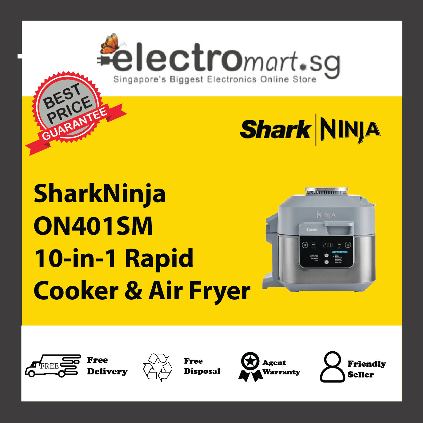 SharkNinja ON401SM 10-in-1 Rapid Cooker & Air Fryer