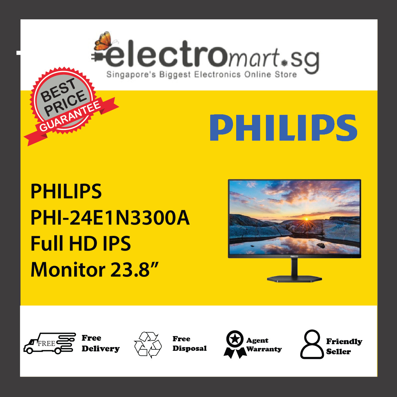 PHILIPS PHI-24E1N3300A Full HD IPS Monitor 23.8” – Electromart.sg Pte Ltd