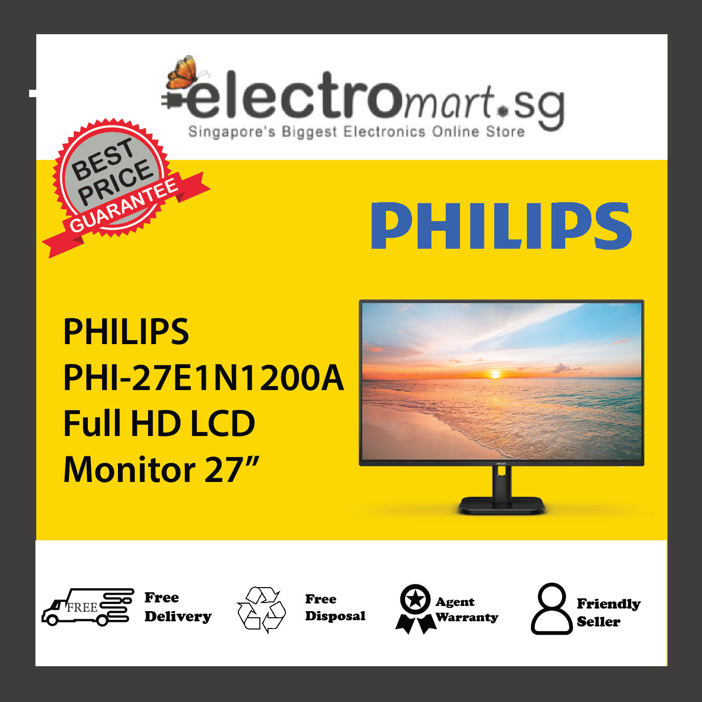 PHILIPS PHI-27E1N1200A Full HD LCD Monitor 27”