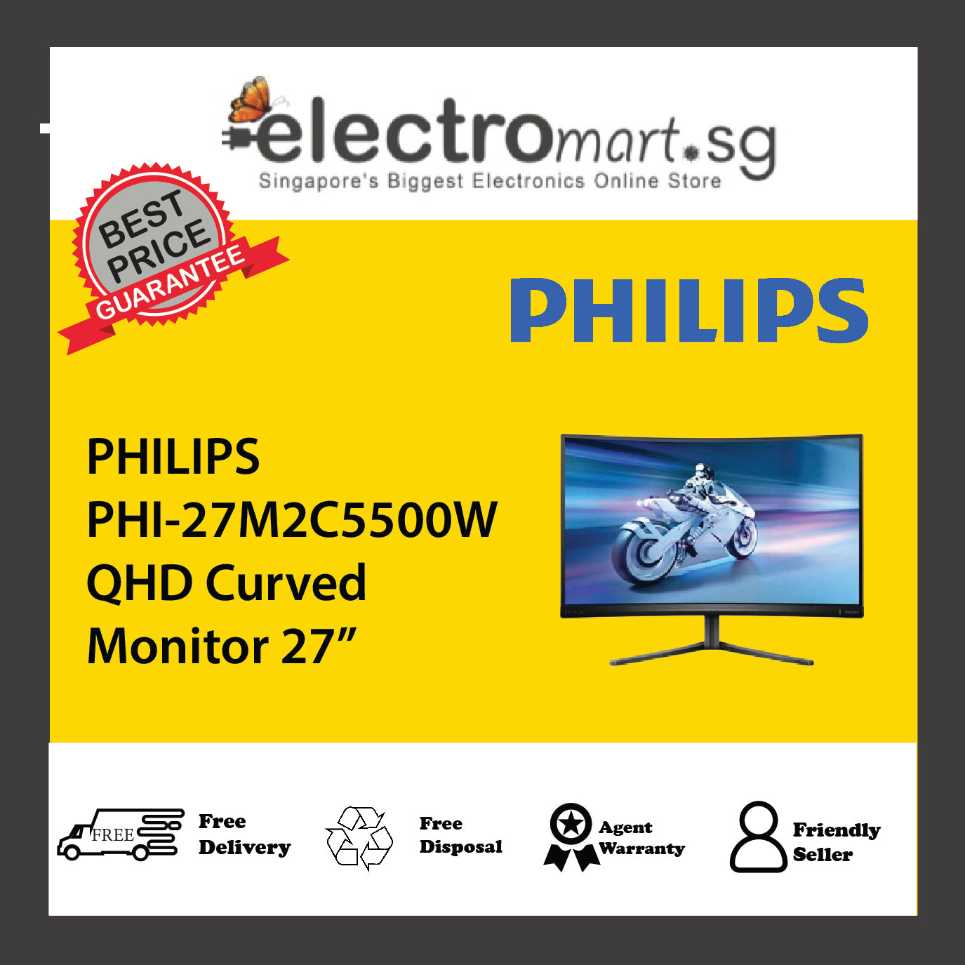 PHILIPS PHI-27M2C5500W QHD Curved Monitor 27”