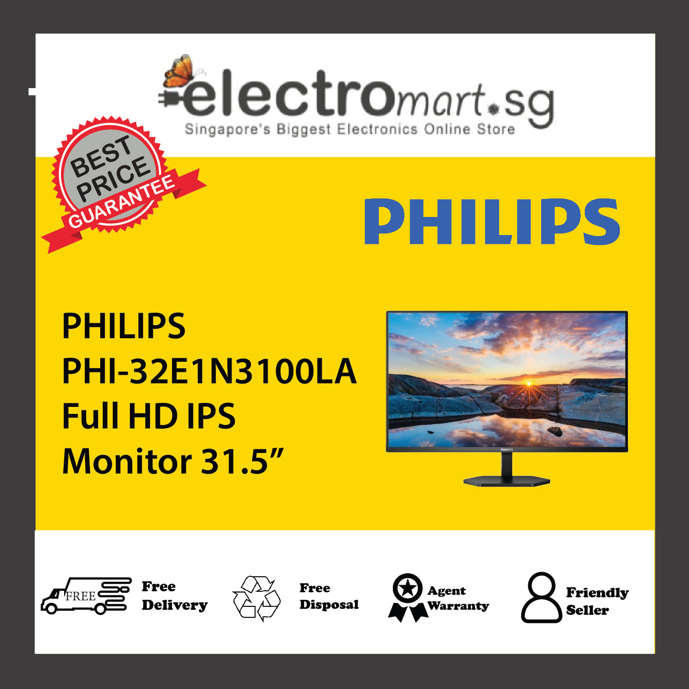 PHILIPS PHI-32E1N3100LA Full HD IPS Monitor 31.5”