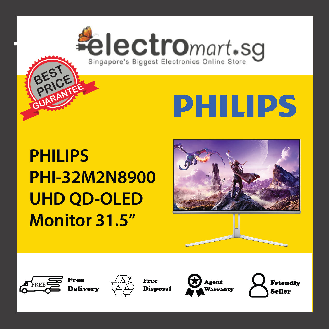PHILIPS PHI-32M2N8900 UHD QD-OLED Monitor 31.5”