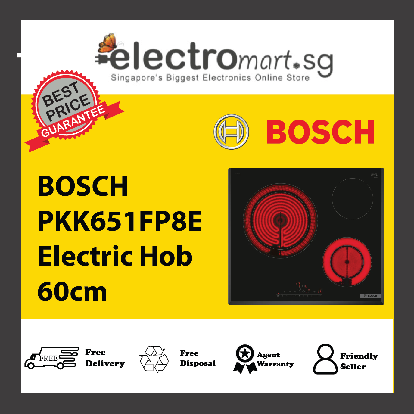 BOSCH PKK651FP8E Series 6 Electric Hob 60cm