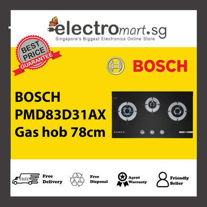 BOSCH PMD83D31AX Series 4 Gas hob 78 cm Tempered glass