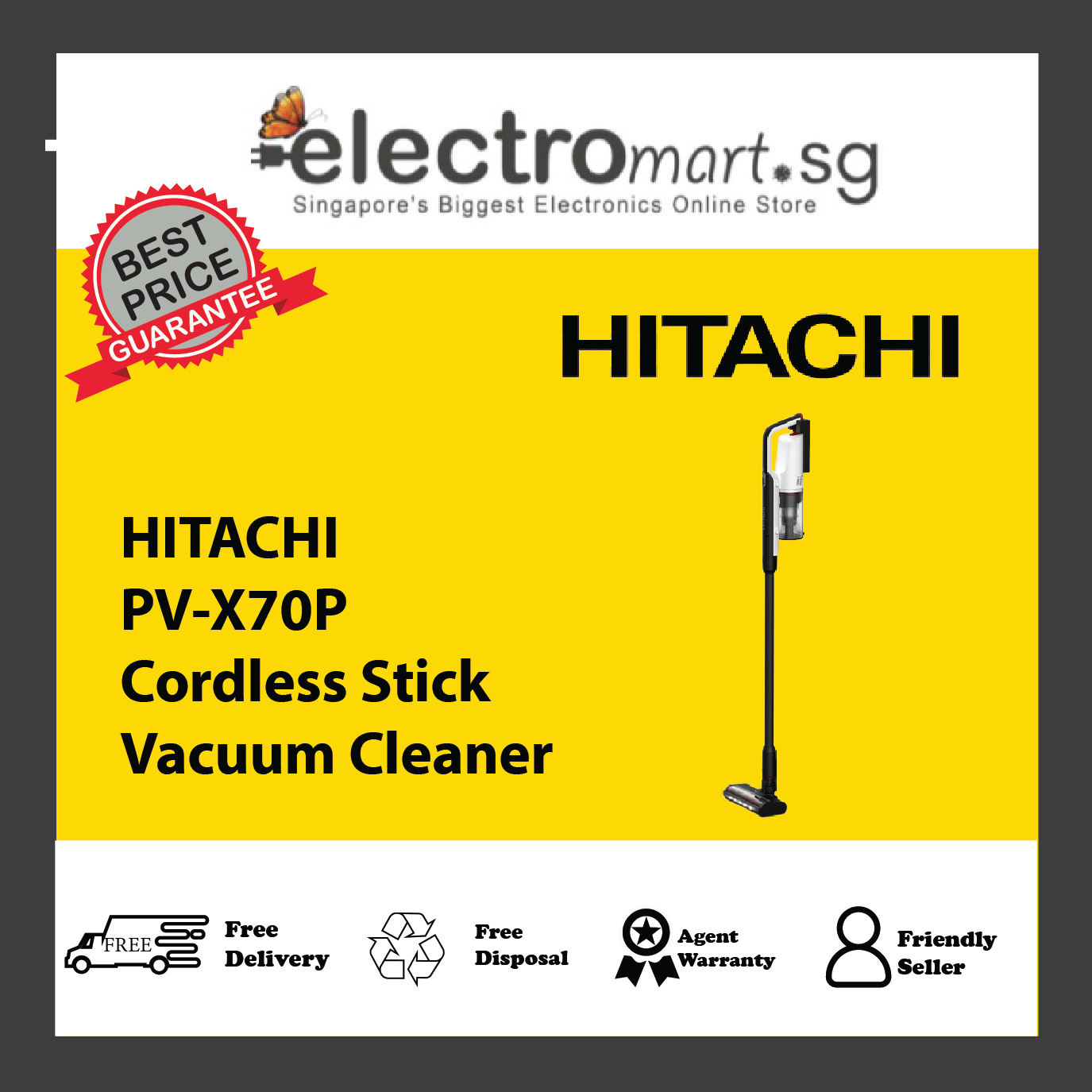 HITACHI PV-X70P Cordless Stick Vacuum Cleaner