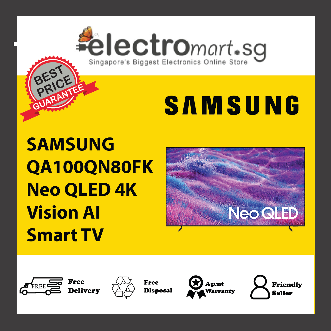 SAMSUNG QA100QN80FK Neo QLED QN80F 4K Samsung Vision AI Smart TV 100in ...