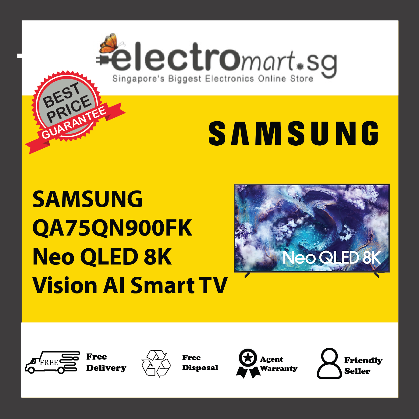 SAMSUNG QA75QN900FK Neo QLED 8K Vision AI Smart TV 75inch