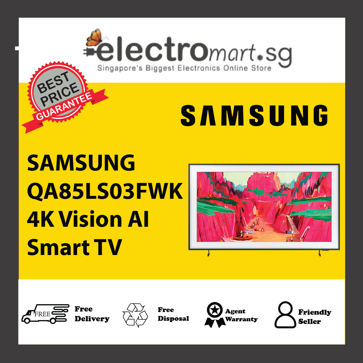 SAMSUNG QA85LS03FWK The Frame Pro 4K Samsung Vision AI Smart TV 85inch