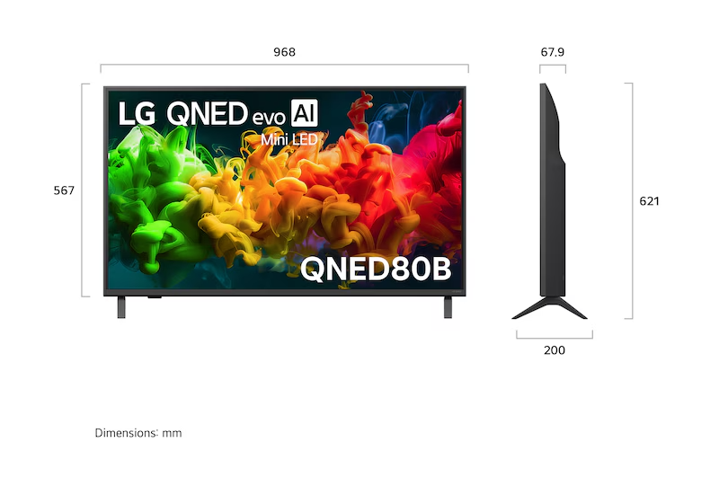 LG 43QNED80BSA QNED evo AI QNED80 Mini LED 4K Smart TV 43inch