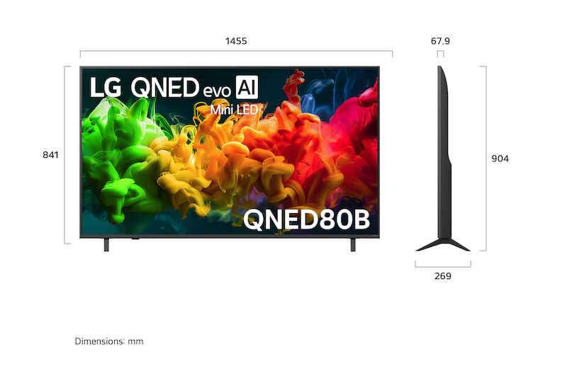 LG 65QNED80BSA QNED evo AI QNED80 Mini LED 4K Smart TV 65inch
