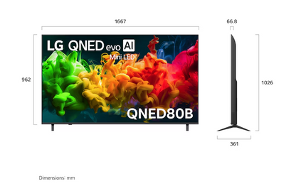 LG 75QNED80BSA QNED evo AI QNED80 Mini LED 4K Smart TV 75inch