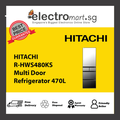 HITACHI R-HWS480KS Multi Door Refrigerator 470L