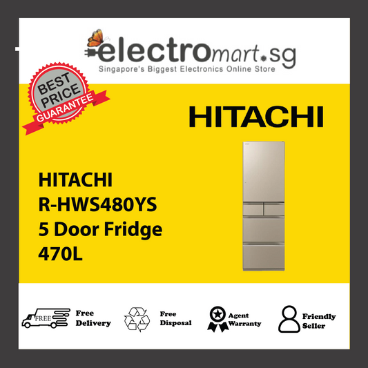 HITACHI R-HWS480YS 5 Door Fridge 470L